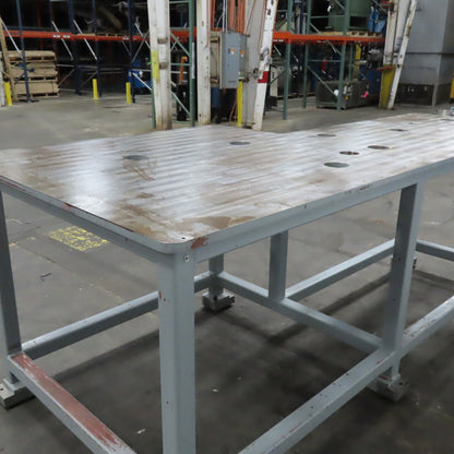 119-3/4" x 56" Steel Ground Top Machine Jig Base 1" Thick W/ Cutout See Photos
