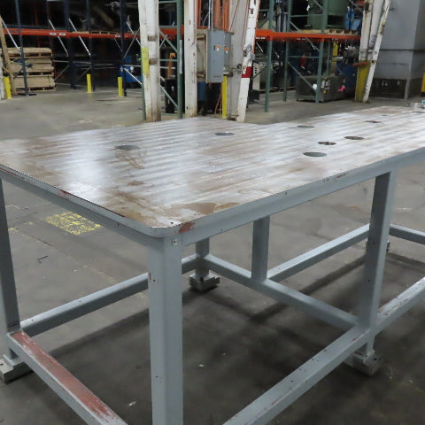119-3/4" x 56" Steel Ground Top Machine Jig Base 1" Thick W/ Cutout See Photos