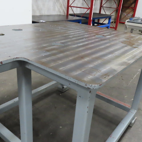 119-3/4" x 56" Steel Ground Top Machine Jig Base 1" Thick W/ Cutout See Photos