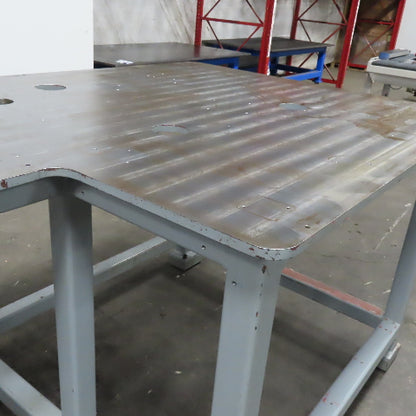 119-3/4" x 56" Steel Ground Top Machine Jig Base 1" Thick W/ Cutout See Photos