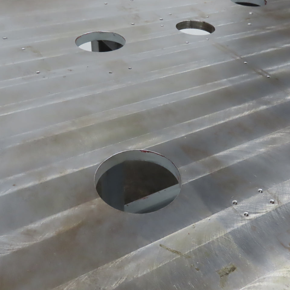 119-3/4" x 56" Steel Ground Top Machine Jig Base 1" Thick W/ Cutout See Photos