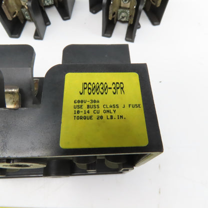 Buss JP60030-3PR 30A 600V Class J Pyramid Fuse Block Lot Of 3