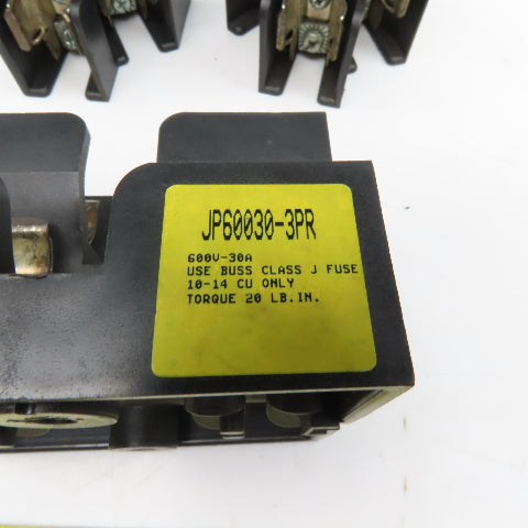 Buss JP60030-3PR 30A 600V Class J Pyramid Fuse Block Lot Of 3