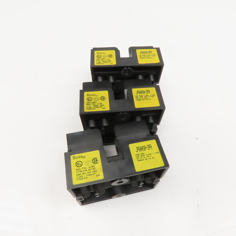 Buss JP60030-3PR 30A 600V Class J Pyramid Fuse Block Lot Of 3
