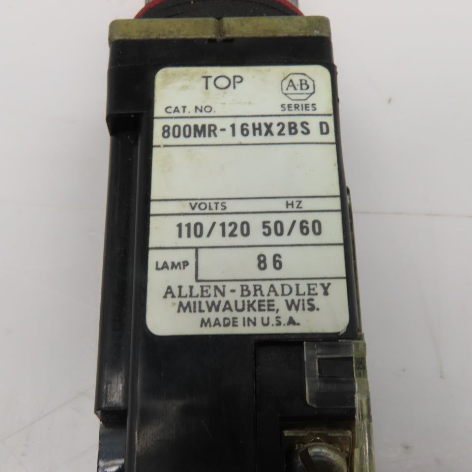 Allen Bradley 800MR-16HX2BS 120V 50/60Hz Illuminated 2 Position Selector Switch