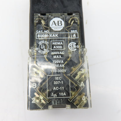 Allen Bradley 800MR-16HX2BS 120V 50/60Hz Illuminated 2 Position Selector Switch