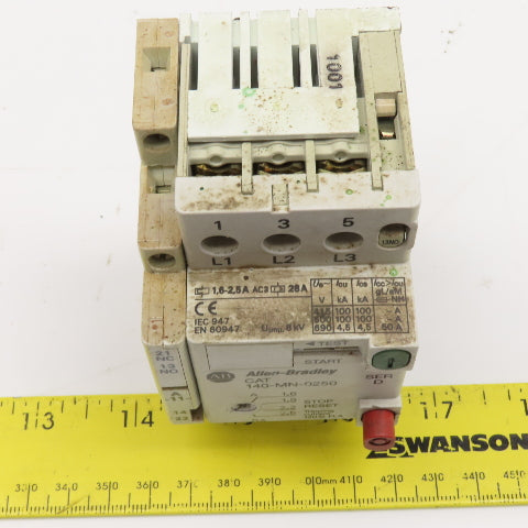 Allen Bradley 140-MN-0250 Manual Motor Starter 600V 3Ph 1.6-2.5A Trip