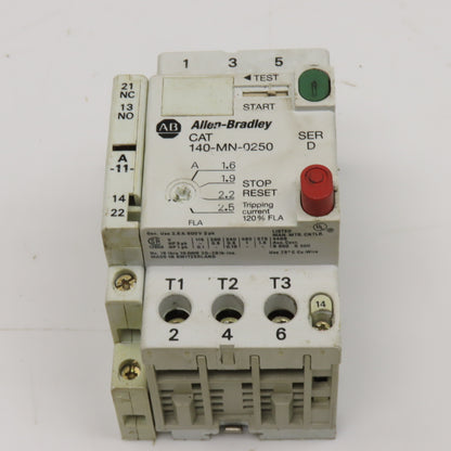 Allen Bradley 140-MN-0250 Manual Motor Starter 600V 3Ph 1.6-2.5A Trip