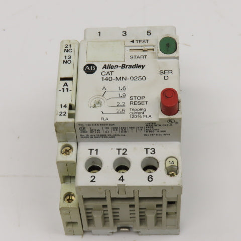 Allen Bradley 140-MN-0250 Manual Motor Starter 600V 3Ph 1.6-2.5A Trip