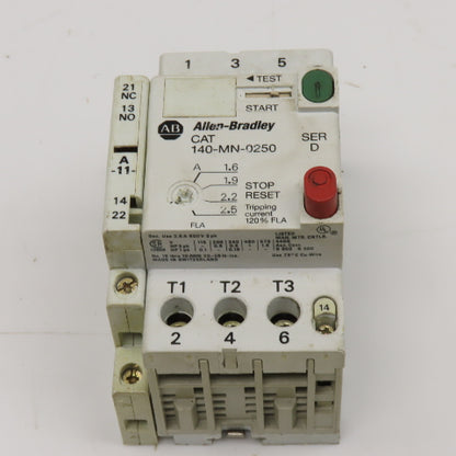 Allen Bradley 140-MN-0250 Manual Motor Starter 600V 3Ph 1.6-2.5A Trip