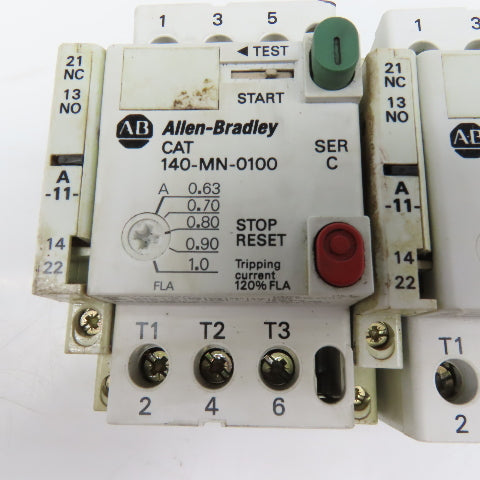 Allen Bradley 140-MN-0100 Manual Motor Starter 600V 3Ph 0.63-1.0A Trip Lot Of 3