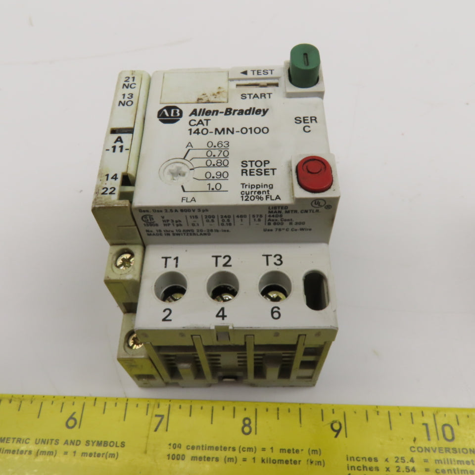 Allen Bradley 140-MN-0100 Manual Motor Starter 600V 3Ph 0.63-1.0A Trip Lot Of 3