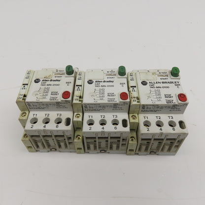 Allen Bradley 140-MN-0100 Manual Motor Starter 600V 3Ph 0.63-1.0A Trip Lot Of 3