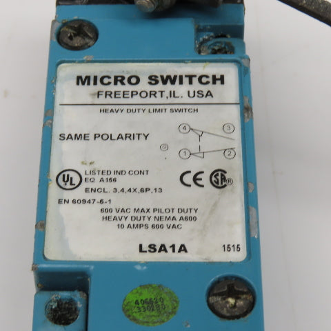 Micro Switch LSA1A Rocker Cam Arm Limit Switch 600VAC 10A