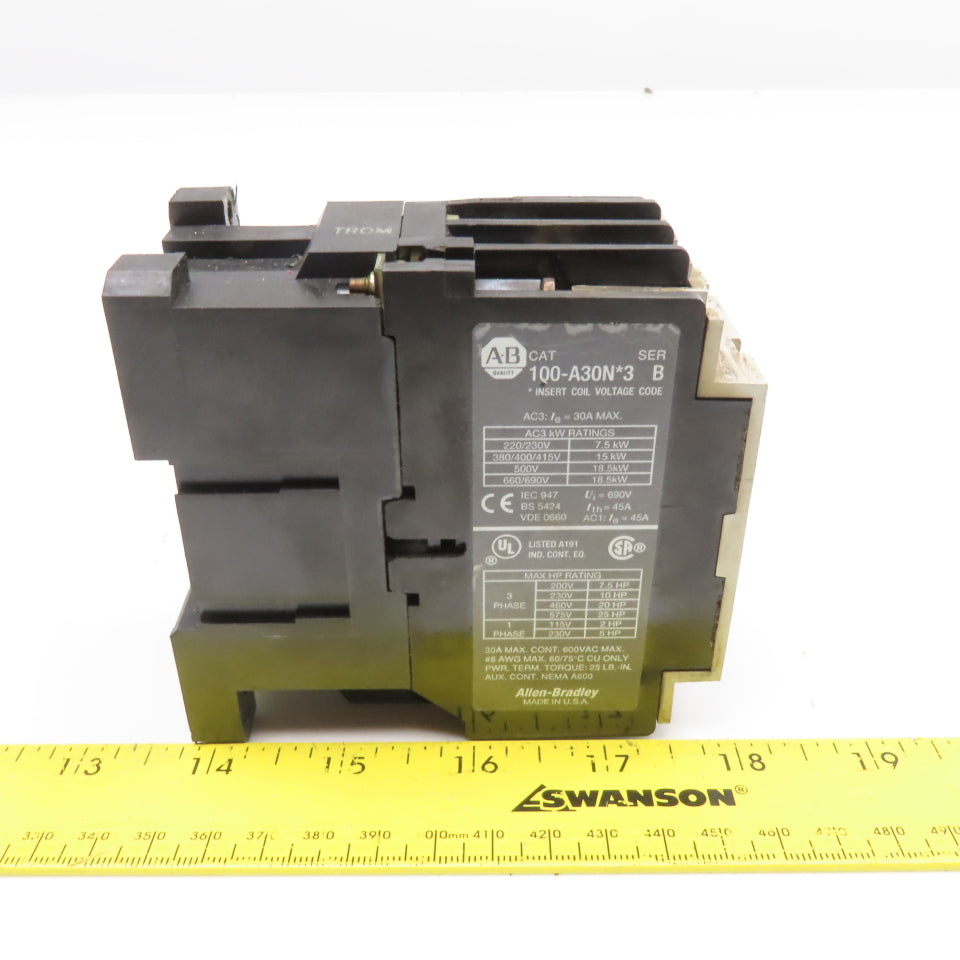 Allen Bradley 100-A30ND3 30A 600V 25Hp MAX Contactor Relay 120V Coil