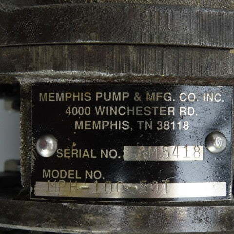 Memphis Pump MPH-100-50T Centrifugal Pump 3450/2850RPM 200-230/460V 3PH