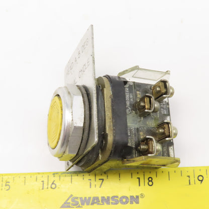 Allen Bradley 800T-A Yellow Push Button Momentary Contact Push Button 600V