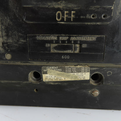 Square D 600A 600V Molded Case Current Limiting Circuit Breaker 3 Pole