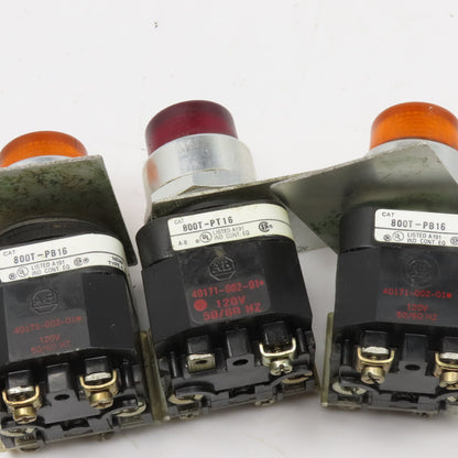Allen Bradley 800T-PT16 Red Amber Illuminated Push Button 120V Lot Of 3