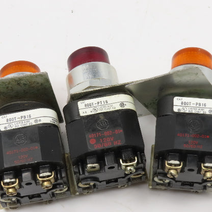 Allen Bradley 800T-PT16 Red Amber Illuminated Push Button 120V Lot Of 3
