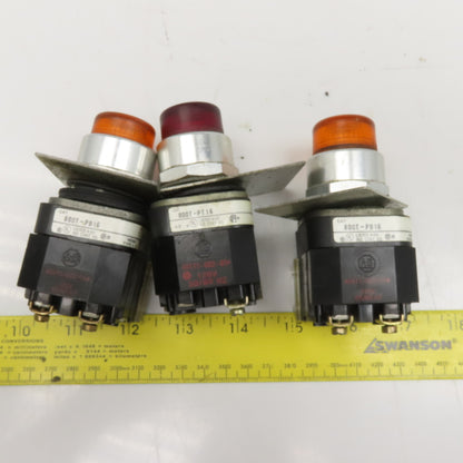 Allen Bradley 800T-PT16 Red Amber Illuminated Push Button 120V Lot Of 3