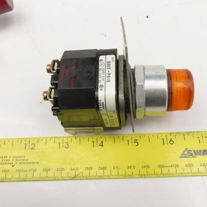 Allen Bradley 800T-PT16 Red Amber Illuminated Push Button 120V Lot Of 3