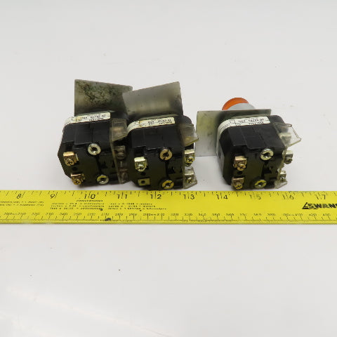 Allen Bradley 800T-PT16 Red Amber Illuminated Push Button 120V Lot Of 3