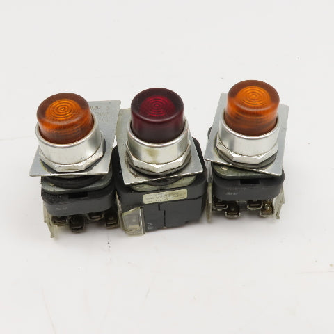Allen Bradley 800T-PT16 Red Amber Illuminated Push Button 120V Lot Of 3
