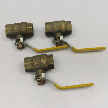 Cooper Smith 172 8155IL 3/4" NPT Brass Ball Valve Lot Of 3