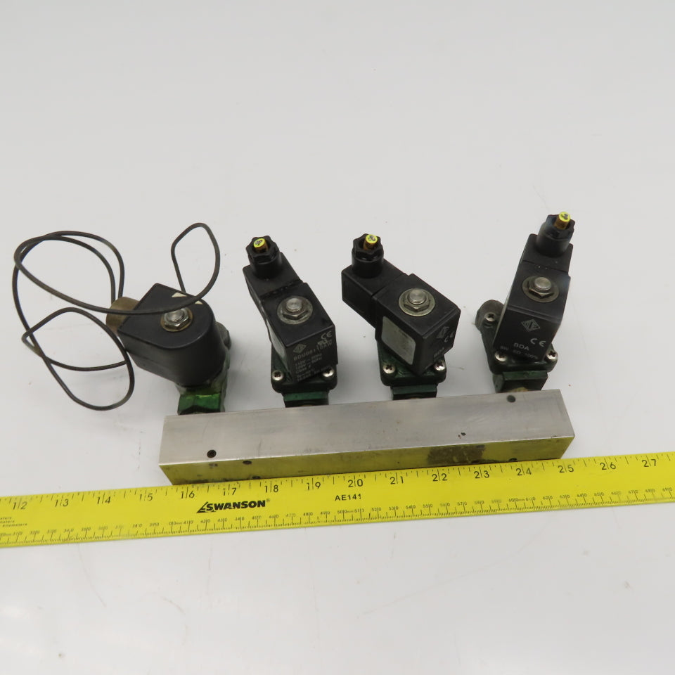 21EN2KB105 4 Port Solenoid Auto Drain Manifold Assembly 1/4" NPT 120V