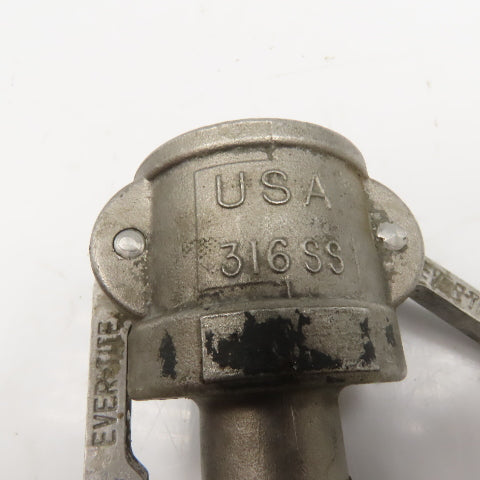 Ever-Tite 1" Hose Barb Quick Connect Cam Lock Hose Fitting 316 Stainless Steel