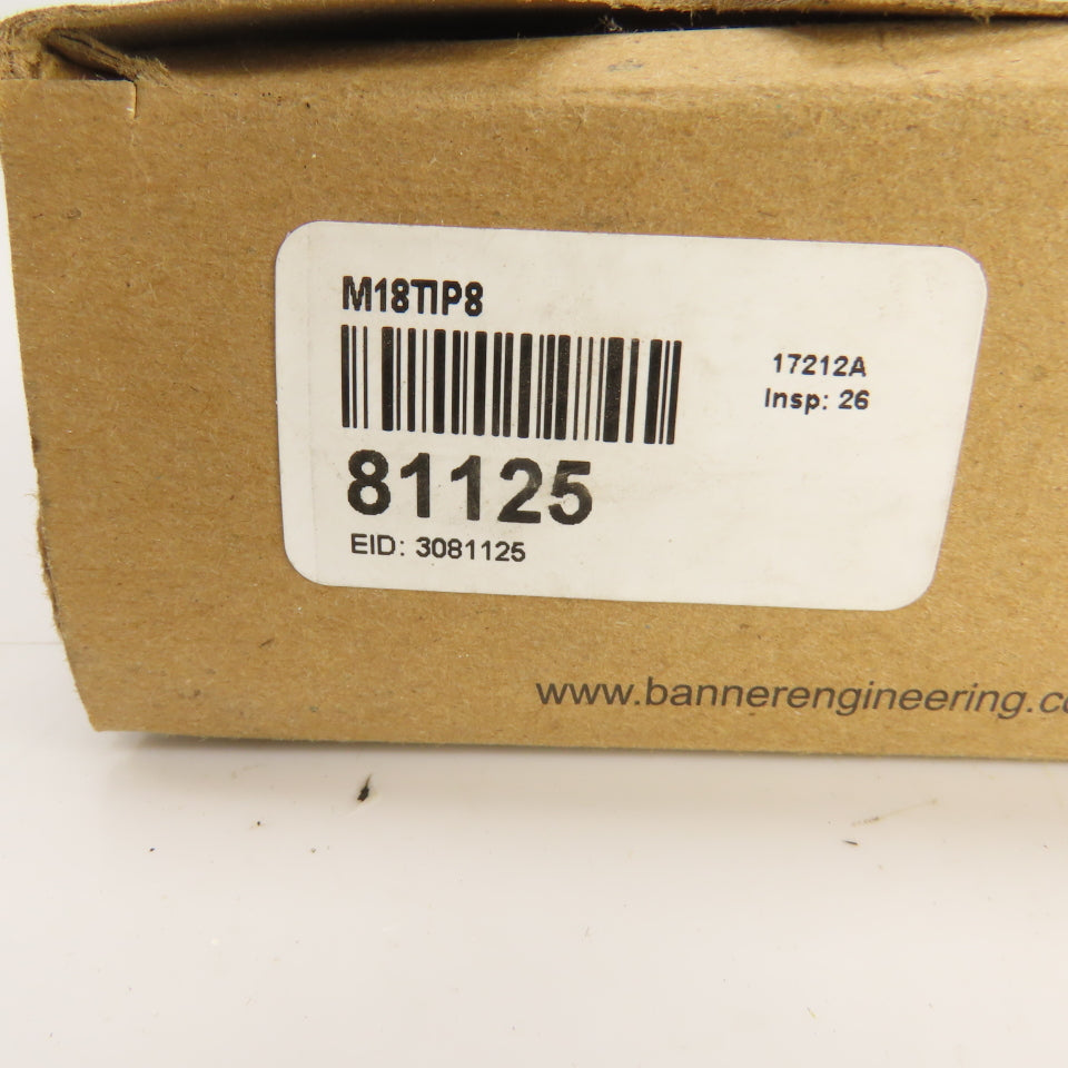 Banner M18TIP8 81125 Non-Contact Temperature Sensor 8:1 Integrated Lens 4-20mA