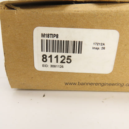 Banner M18TIP8 81125 Non-Contact Temperature Sensor 8:1 Integrated Lens 4-20mA