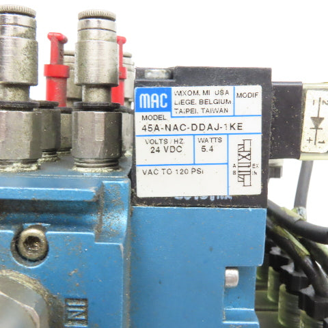 MAC 45A-NAC-DDAJ-1KE Pneumatic Valve Bank Ass'y 4 Double Solenoid 4 Single 24VDC