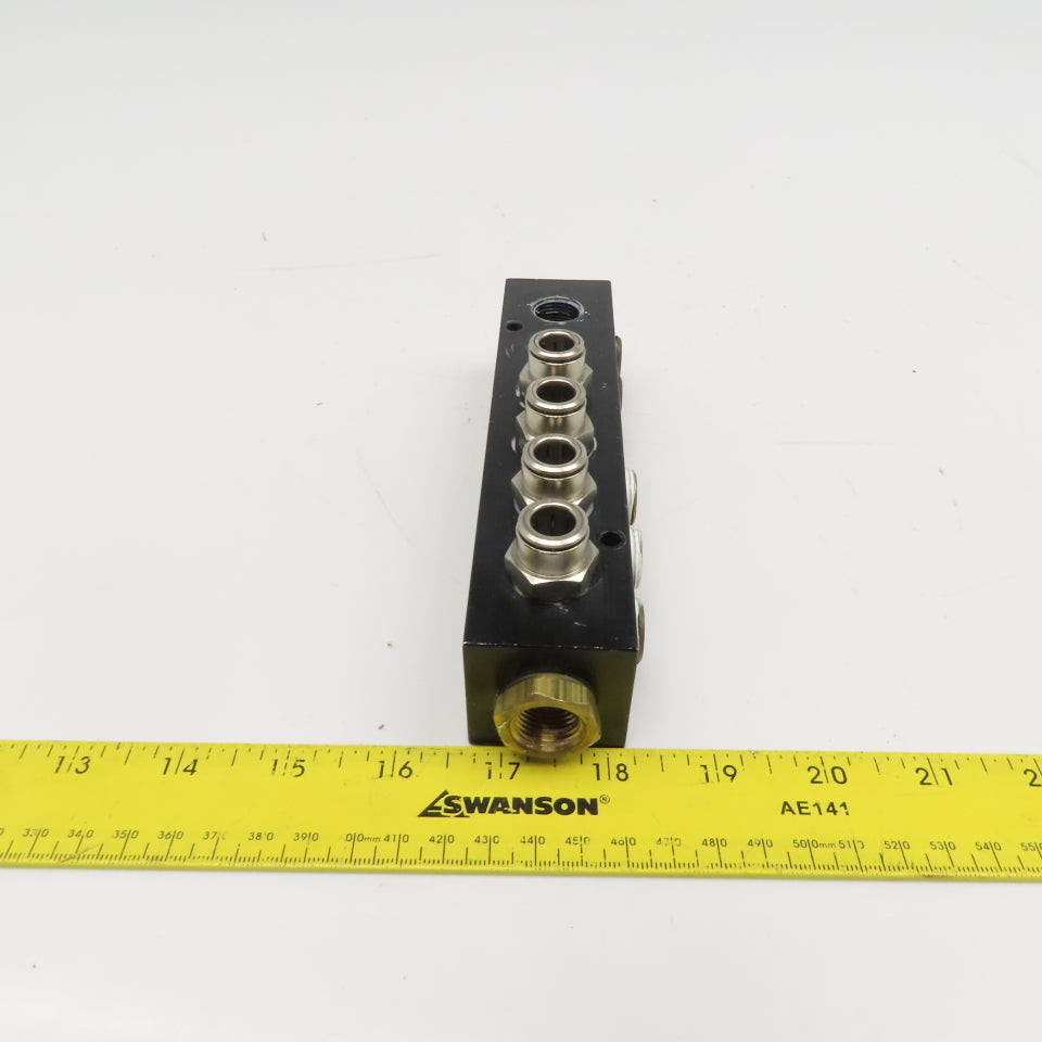 14 Port Aluminum Manifold 90° Ports 1/2" x 3/8" NPT Ports