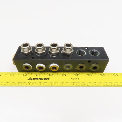 14 Port Aluminum Manifold 90° Ports 1/2" x 3/8" NPT Ports