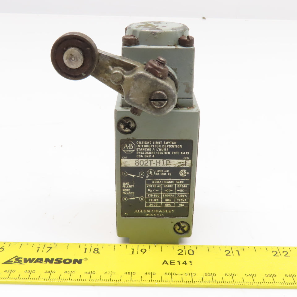 Allen Bradley 802T-H1P Oil Tight Limit Switch 600V Roller Rocker Cam