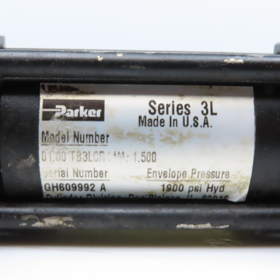 Parker TB3LCR14M 1" Bore 1-1/2" Stroke Double Acting Hydraulic Cylinder 1900PSI