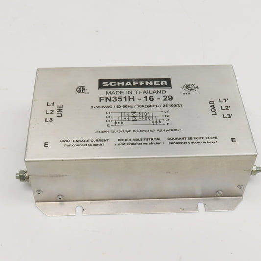 Schaffner FN351H-16-29 Power Line Filter 3x520VAC 50/60Hz