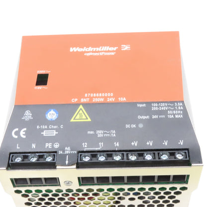 Weidmuller 8708680000 100-120VAC Input 24VDC Output Power Supply