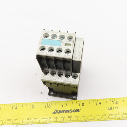Siemens 3RT1316-1BB40 3RH1911-1FA31 Contactor 600V 3Ph 7.5Hp Max W/ Aux Contact