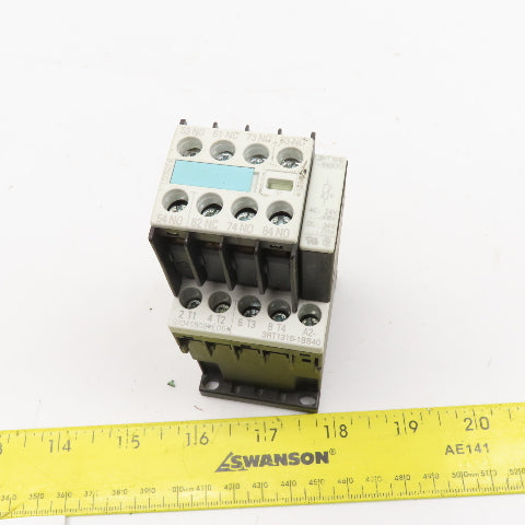 Siemens 3RT1316-1BB40 3RH1911-1FA31 Contactor 600V 3Ph 7.5Hp Max W/ Aux Contact