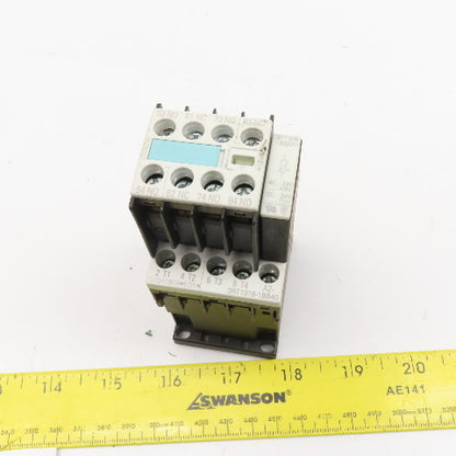 Siemens 3RT1316-1BB40 3RH1911-1FA31 Contactor 600V 3Ph 7.5Hp Max W/ Aux Contact