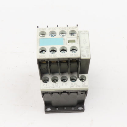 Siemens 3RT1316-1BB40 3RH1911-1FA31 Contactor 600V 3Ph 7.5Hp Max W/ Aux Contact