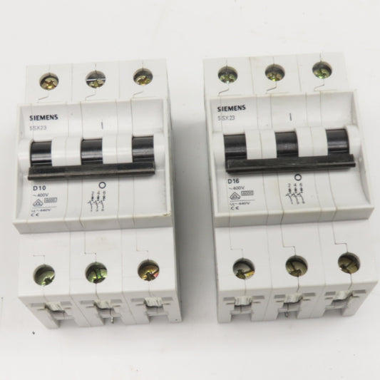 Siemens 5SX23 10A 16A 400V Fuse 3 Pole Lot Of 2