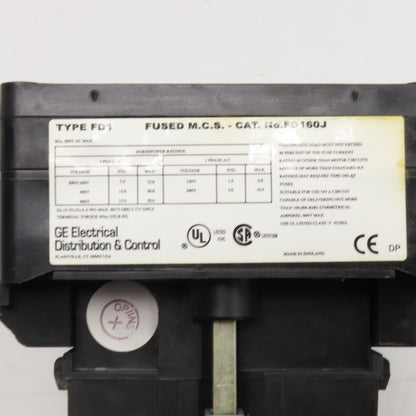 General Electric FD1 600V 60A 3 Pole Fused Mains Disconnect Switch