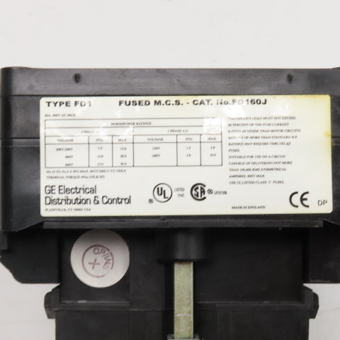 General Electric FD1 600V 60A 3 Pole Fused Mains Disconnect Switch