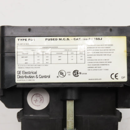 General Electric FD1 600V 60A 3 Pole Fused Mains Disconnect Switch