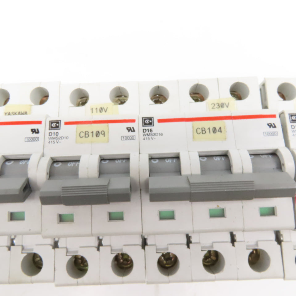 Cutler Hammer WMS3 WMS2 415VAC Misc. 2 & 3 Pole Breakers 16A, 6A, 10A Lot Of 5