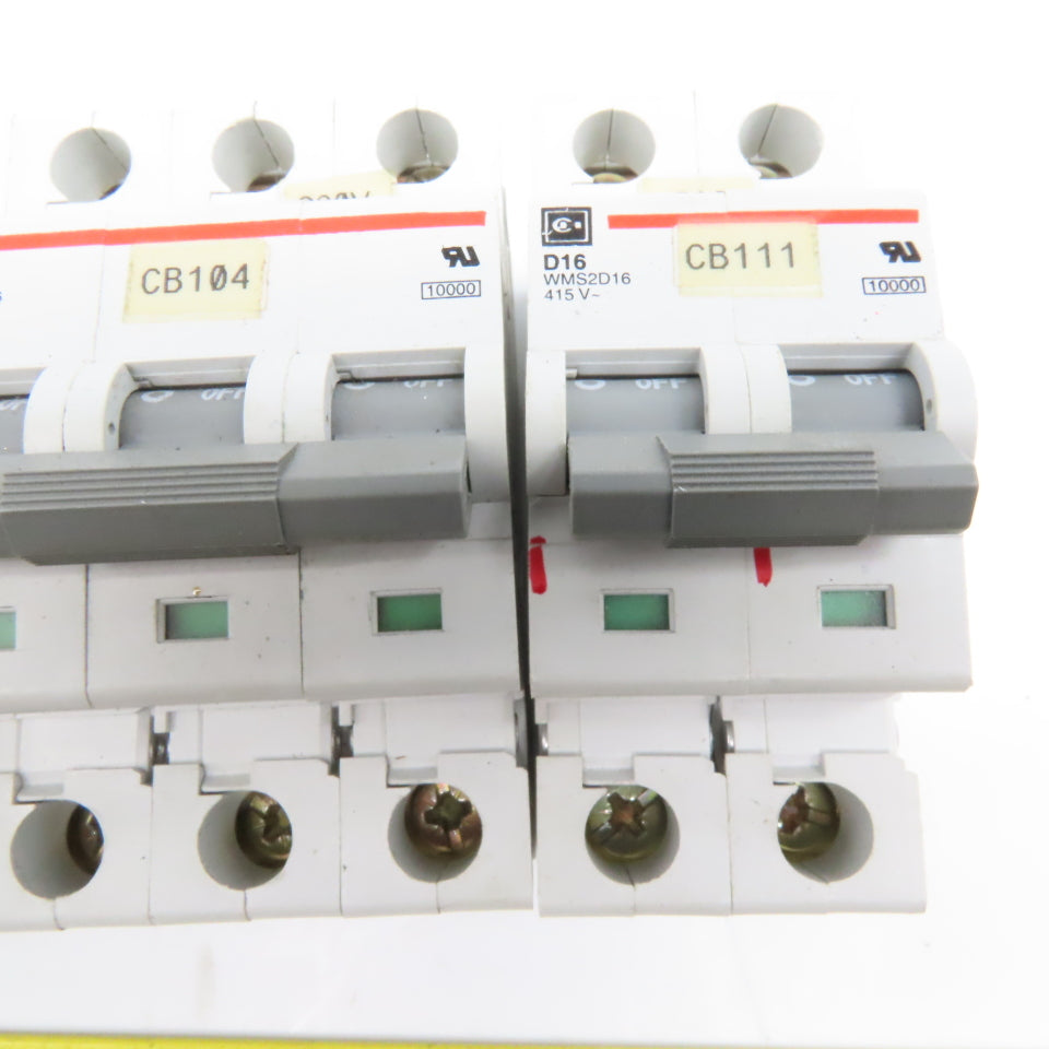 Cutler Hammer WMS3 WMS2 415VAC Misc. 2 & 3 Pole Breakers 16A, 6A, 10A Lot Of 5